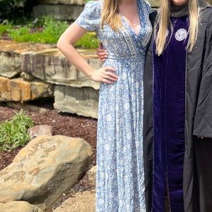 Blue and White Wrap Dress